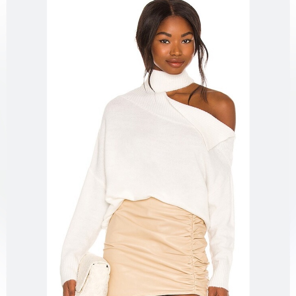 Central Park West Knightley Cut Out Sweater in Ivory
